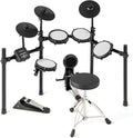 COSTWAY Batería Electrónica Kit Plegable Pads de Malla 225 Sonidos USB MIDI con Taburete Ajustable y Accesorios