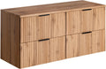 Mueble de lavabo doble 120 x 46 x 57 cm - Madera acabado roble marrón - Encimera o lavabo empotrado personalizable - Diseño clásico para baño
