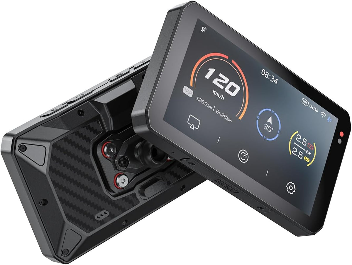 CHIGEE AIO5 Play Pantalla GPS Moto 5 Pulgadas CarPlay Android Auto IPS 60FPS WiFi 5G Bluetooth IP68 Impermeable Siri Google Assistant App Moto Display - Pantalla Moto GPS Profesional - Sistema Inteligente de Navegacion para Motocicleta