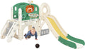 Armazón de escalada interior verde parque infantil tobogán túnel canasta baloncesto juego motricidad niños estructura multifuncional - centro de actividades infantil - juego activo educativo