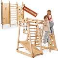 Juego escalada infantil 9 en 1 Montessori - madera con tobogán columpio y espaldera - interior hasta 60 kg