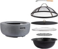 Estufa de carbón portátil de arcilla - Mesa de fogata de 18 a 24 pulgadas en gris - Sistema de flujo de aire para barbacoa - Tapa de malla para uso exterior
