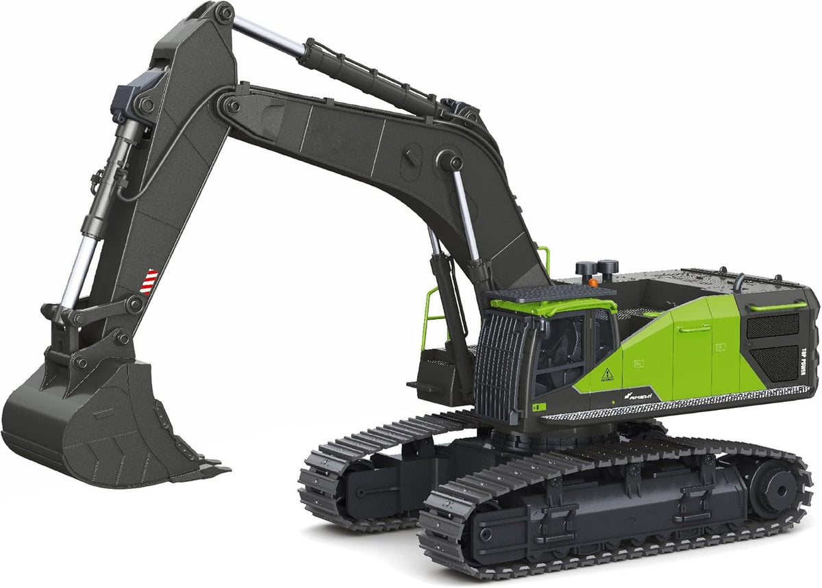 Excavadora RC oruga escala 1 a 14 gris verde - plástico batería 3190 g - control proporcional construcción