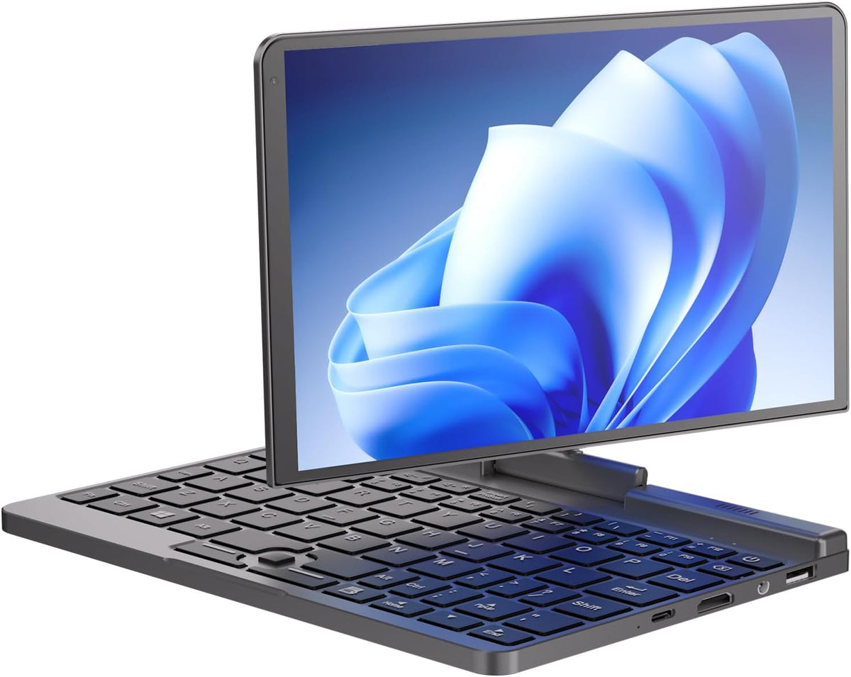 Mini Portatil 8 Pulgadas 2 en 1 Windows 11 Intel N100 12GB RAM 512GB SSD Pantalla HD Giratoria Teclado Retroiluminado Laptop Compacta - Portatil Ultraportatil Convertible - Ordenador para Movilidad y Estudio