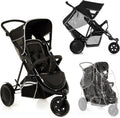 hauck Freerider cochecito gemelar tándem - Hasta 30 kg de carga total - Asientos desmontables y reclinables - Marco de aluminio negro con arnés 5 puntos y ruedas grandes