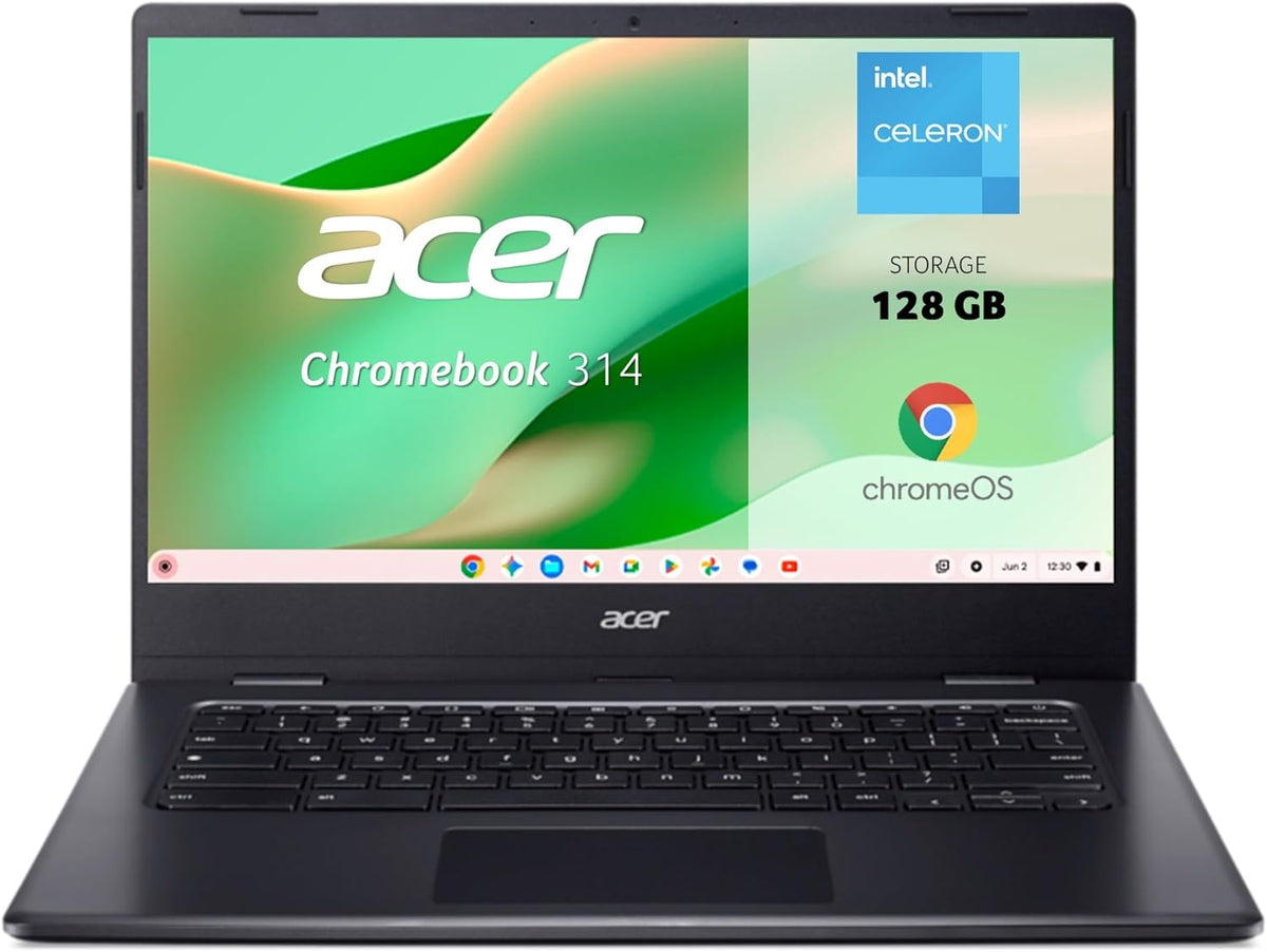 Acer Chromebook CBOA314 Ordenador Portatil 14 Pulgadas Full HD Intel Celeron N4500 4GB RAM 128GB SSD ChromeOS Negro QWERTY Laptop Educativa - Portatil para Estudiantes - Computadora Ligera para Estudio y Navegacion
