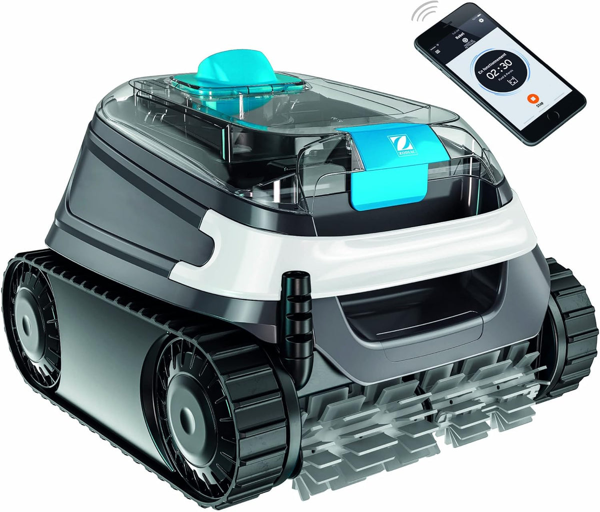Zodiac CNX 3060 iQ robot limpiafondos piscina - Para piscinas hasta 12 x 6 m con cable 18 m - Doble filtración y tecnología ciclónica - App con sensores inteligentes gris