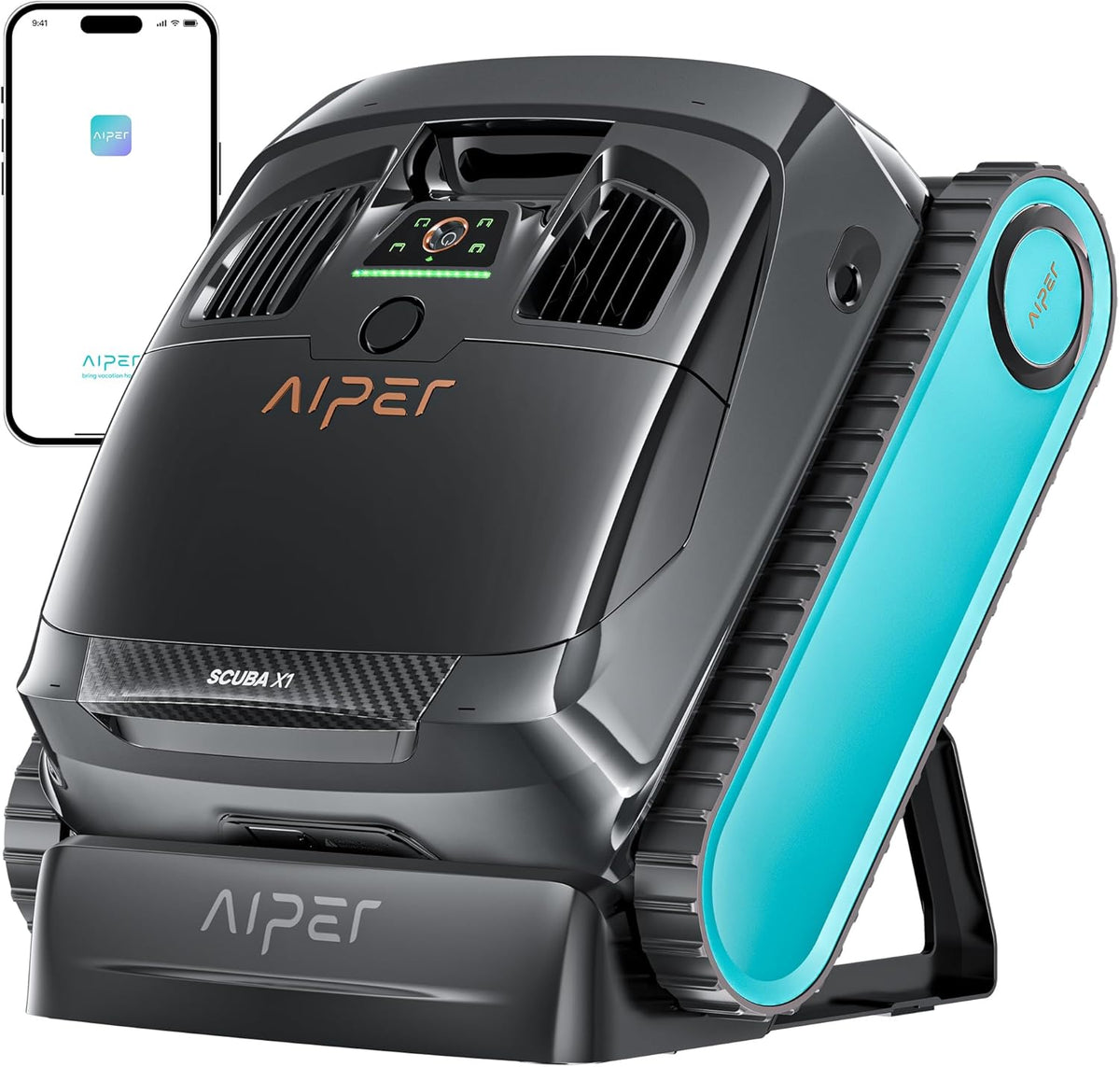 AIPER Scuba X1 Robot limpiafondos de piscina - Succión de 6600 GPH con doble chorro hasta 200 m2 - Filtración multicapa para fondo paredes y línea de agua - Control remoto