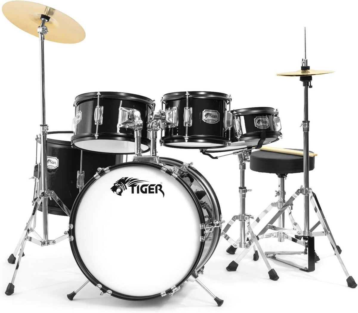 Tiger JDS14-BK Batería Infantil 5 Piezas Set Musical para Niños Negro 3 a 10 Años