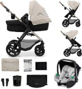 Kinderkraft MOOV2 carrito bebé 3 en 1 - Desde nacimiento hasta 3 años y 22 kg - Mink PRO I-Size con arnés 5 puntos - Marco de aluminio plegable gris EVA