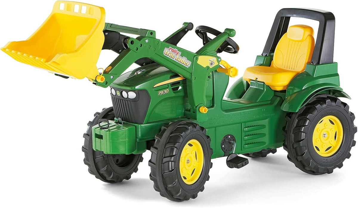 Tractor infantil pedales 146 x 77 x 52,5 cm verde - plástico asiento ajustable - agricultura desde 3 años