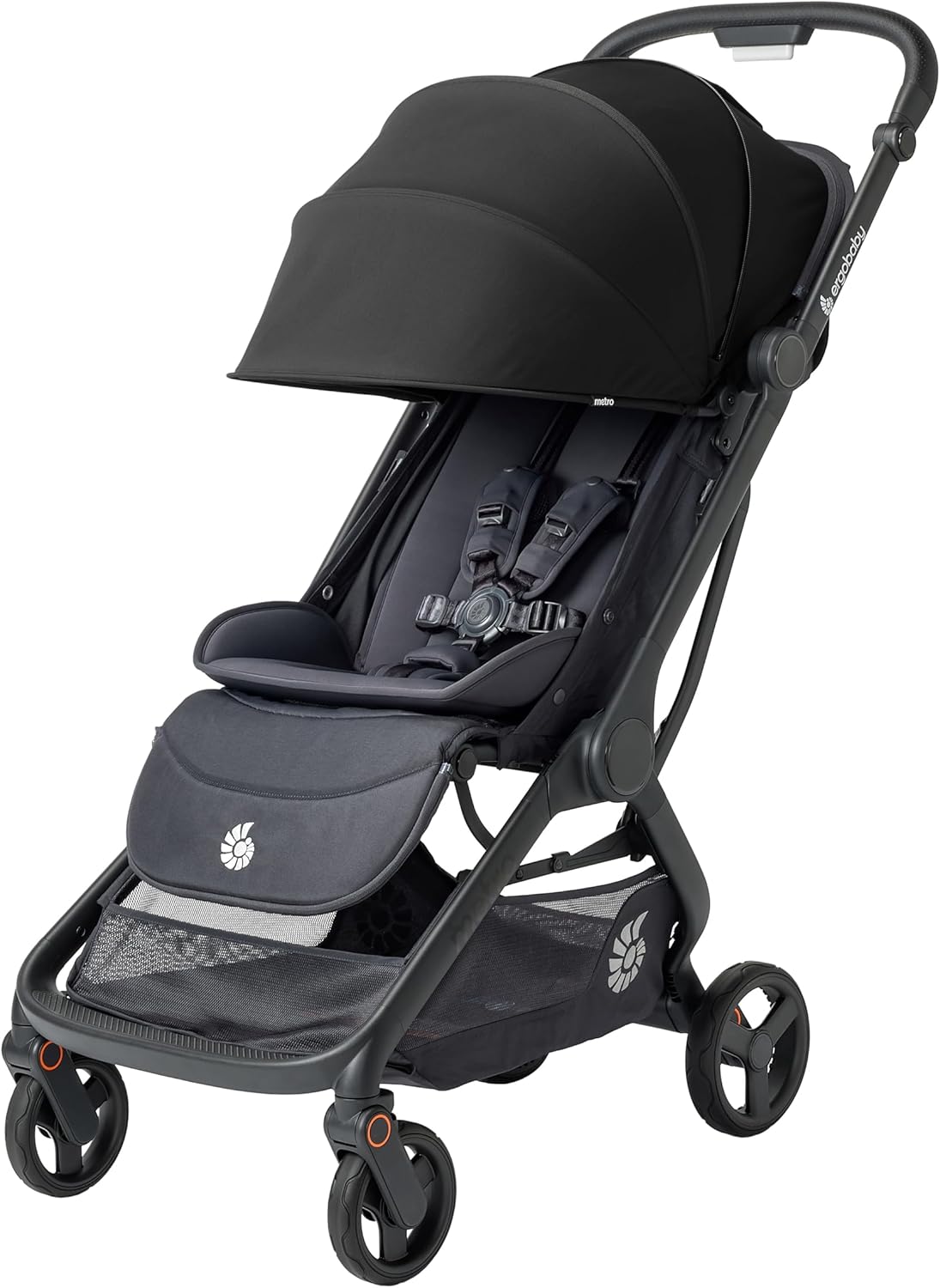 Silla de paseo ergonómica - Marco de aluminio color Onyx Black - Asiento reclinable y compatible con silla de coche - Plegable desde nacimiento hasta 22 kg