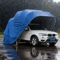 Cochera retráctil para coche - Marco de acero inoxidable y techo de tela Oxford - Protección frente a sol lluvia nieve y viento - Diseño semiautomático para coche SUV y moto