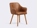 Sillas de comedor de piel y madera 57x55x82 cm - marrón y madera natural - diseño moderno con reposabrazos