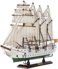 Maqueta Juan Sebastian Elcano artesanal barco decorativo madera 73 cm largo 48 cm alto estilo nautico sobremesa blanco verde