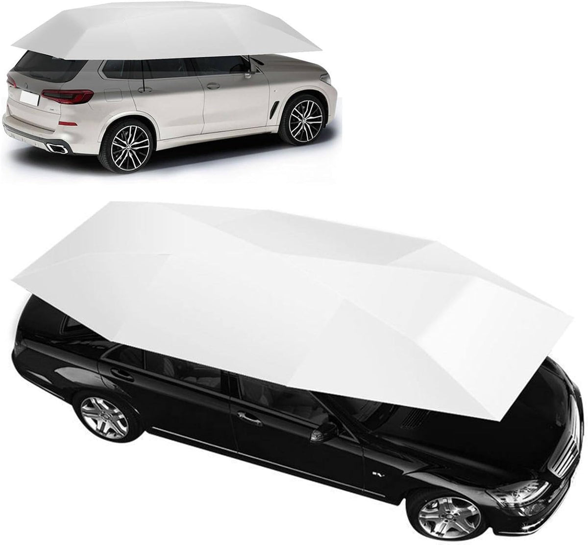 LYAYYDS cochera automática 5,2 m - Control remoto con apertura en 8 segundos - Diseño plegable antiviento - Parasol gris para coche SUV y camioneta