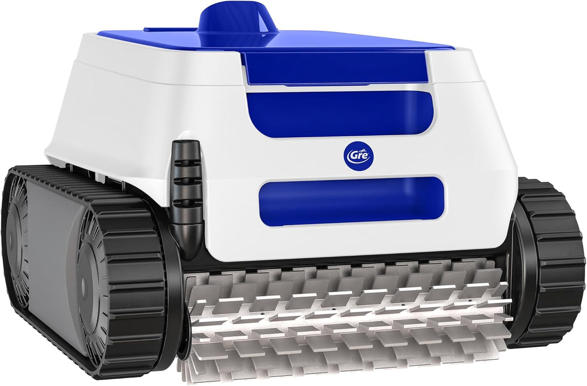 Gre ER230 robot limpiafondos eléctrico - Para piscinas enterradas hasta 9 x 4 m - Ciclo 2 h para fondo paredes y línea de agua - Plástico y metal blanco azul negro
