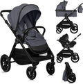 Silla de paseo 3 en 1 - Aluminio poliéster y PU color Grey Stone - Capazo respaldo ajustable y ruedas giratorias 360 - Hasta 22 kg de 0 a 48 meses