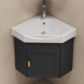 Lavabo esquinero flotante para baño - Cerámica blanca con armario de almacenamiento - Bisagras de acero inoxidable 304 - Diseño compacto para baños pequeños