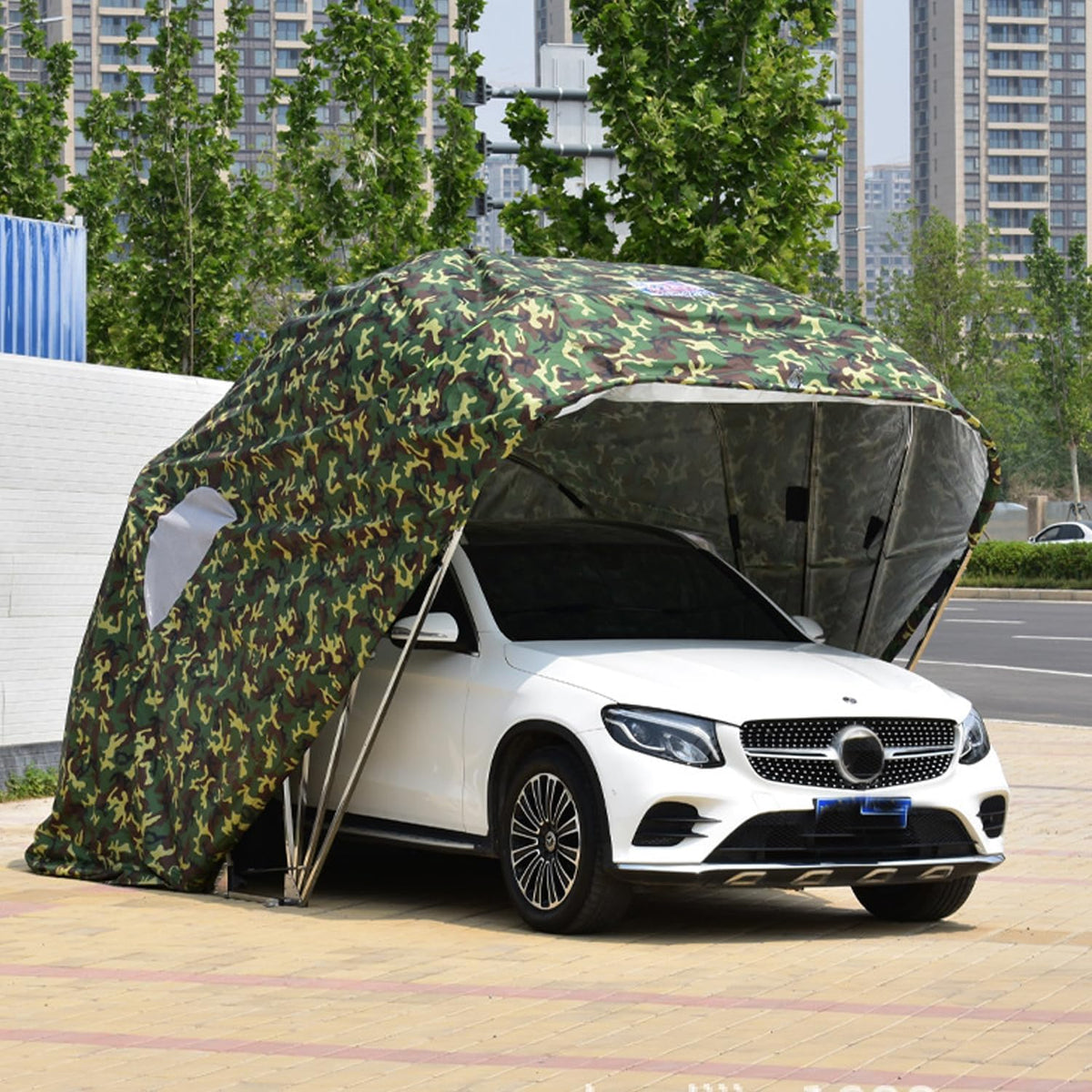 Toldo garaje automático 5,5 x 2,5 x 2,3 m - Acero inoxidable y tela Oxford 600D - Control remoto con estructura telescópica - Para coche SUV moto y exterior