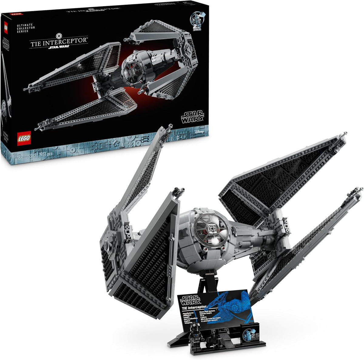 Maqueta caza estelar Interceptor Tie adultos - 1931 piezas plástico multicolor - coleccionable Star Wars