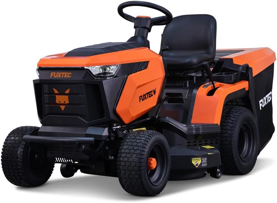 FUXTEC FX RMT84M Tractor cortacésped a gasolina - Ancho de corte de 83 cm con 6 alturas - Cambio manual y recogedor de 280 l - Función de siega en marcha atrás