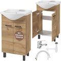 Mueble de baño con lavabo 85 x 50 x 41 cm - Tablero laminado acabado roble artesanal - Armario bajo lavabo con montaje en suelo - Diseño moderno para baño