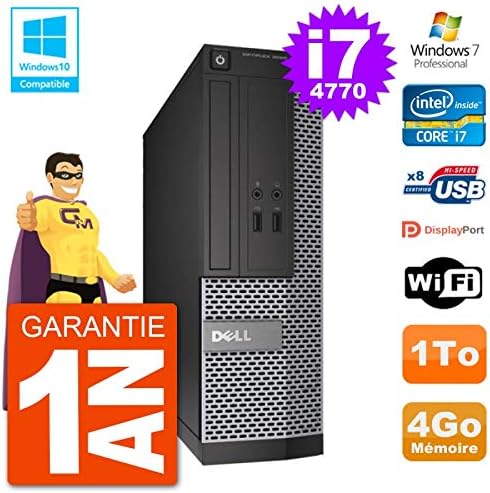Dell PC 3020 SFF Intel i7 4770 4GB RAM 1TB Disco DVD Grabadora Windows Sistema Reacondicionado Oficina Hogar - Dell PC 3020 SFF i7 4770 DVD - Ordenador de Escritorio para Oficina y Uso Diario
