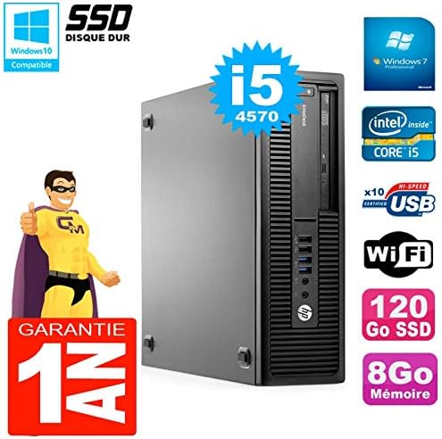 HP EliteDesk 800 G1 SFF Core i5 4570 8GB RAM 120GB SSD DVD WiFi Windows 7 Oficina Reacondicionado Equipo Empresarial - HP EliteDesk 800 G1 i5 SSD 120GB DVD WiFi - Ordenador de Sobremesa para Oficina