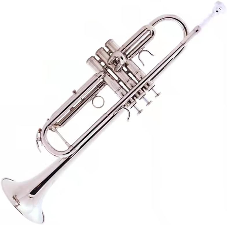 Trompeta en Si Bemol Instrumento de Metal Dorado Plateado para Principiantes Boquilla 7C Uso Educativo y Profesional