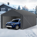 GOPLUS carpa garaje impermeable 3 x 6 m - Marco de acero aleado y 8 paredes desmontables - Protección UV para coche barco y mercado - Refugio exterior gris