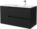 Salgar Bequia mueble de baño 100 cm - Lavabo cerámico con 1 puerta izquierda - Acabado negro mate - Mueble moderno de 50,65 kg para almacenamiento