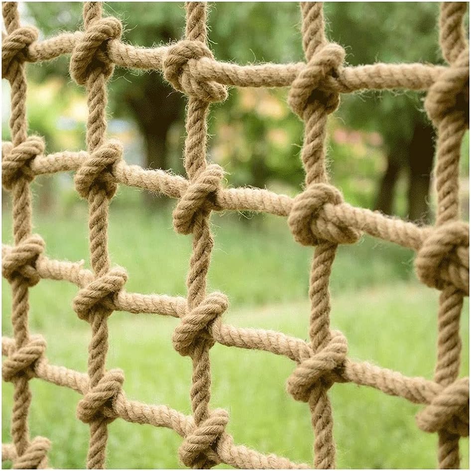 Red seguridad infantil 2 x 5 m - cuerda cáñamo malla 12 cm - interior exterior juego escalada