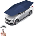 LYAYYDS cochera automática 5,2 m - Tela Oxford y policarbonato de ingeniería - Funcionamiento manual y automático - Carpa retráctil azul para protección del coche