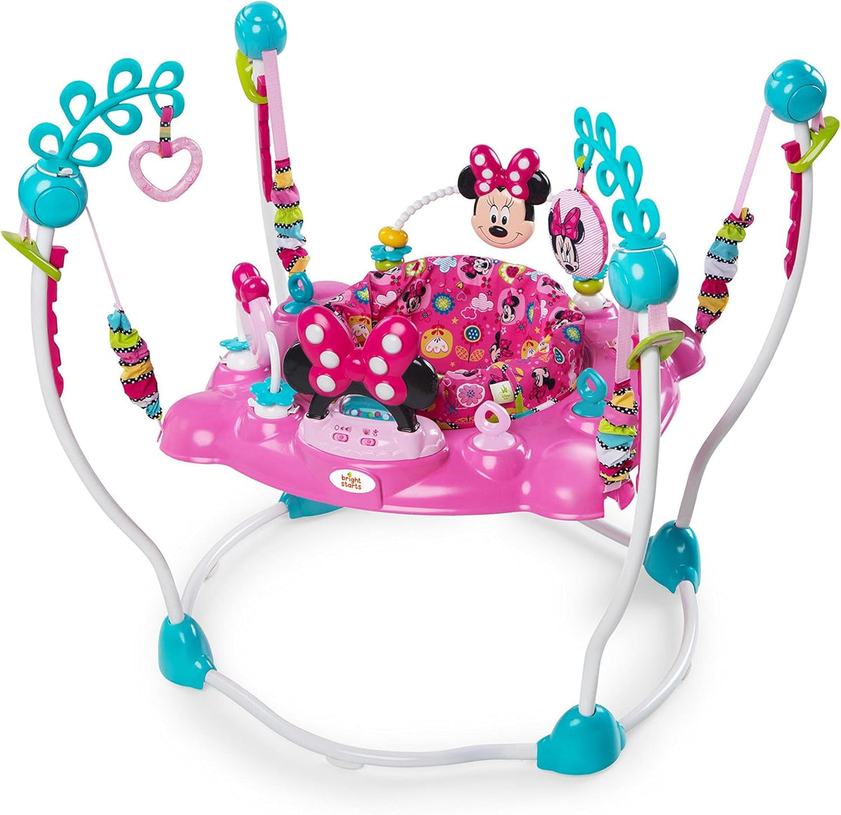Centro de actividades bebé rosa - asiento giratorio 360 grados música luces - saltador ajustable desde 6 meses
