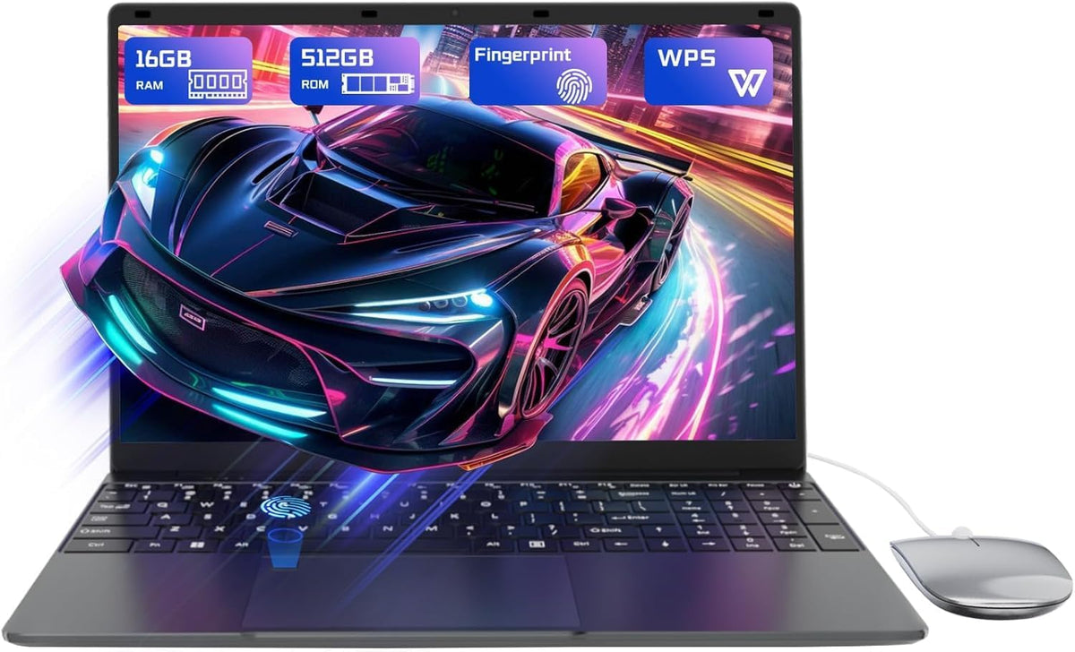 Portátil 15,6 pulgadas FHD 180 grados - Celeron N5095 16GB RAM 512GB SSD - Touch ID WiFi 5 webcam