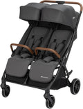 Bebeconfort Mane cochecito gemelar tándem - Desde nacimiento hasta 22 kg - Reclinación total y plegado automático - Arnés 5 puntos con cesta 8 kg Mineral Graphite