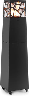 Planika Pyramid calefactor de patio a gas 8,2 kW - Temperatura ajustable - Chimenea exterior independiente - Diseño moderno negro con funda para jardín