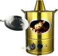 Incinerador portátil de acero inoxidable 410 - Formato amarillo de 35 x 35 x 60 cm - Puerta lateral y ventilación superior e inferior - Asa para jardín y exteriores