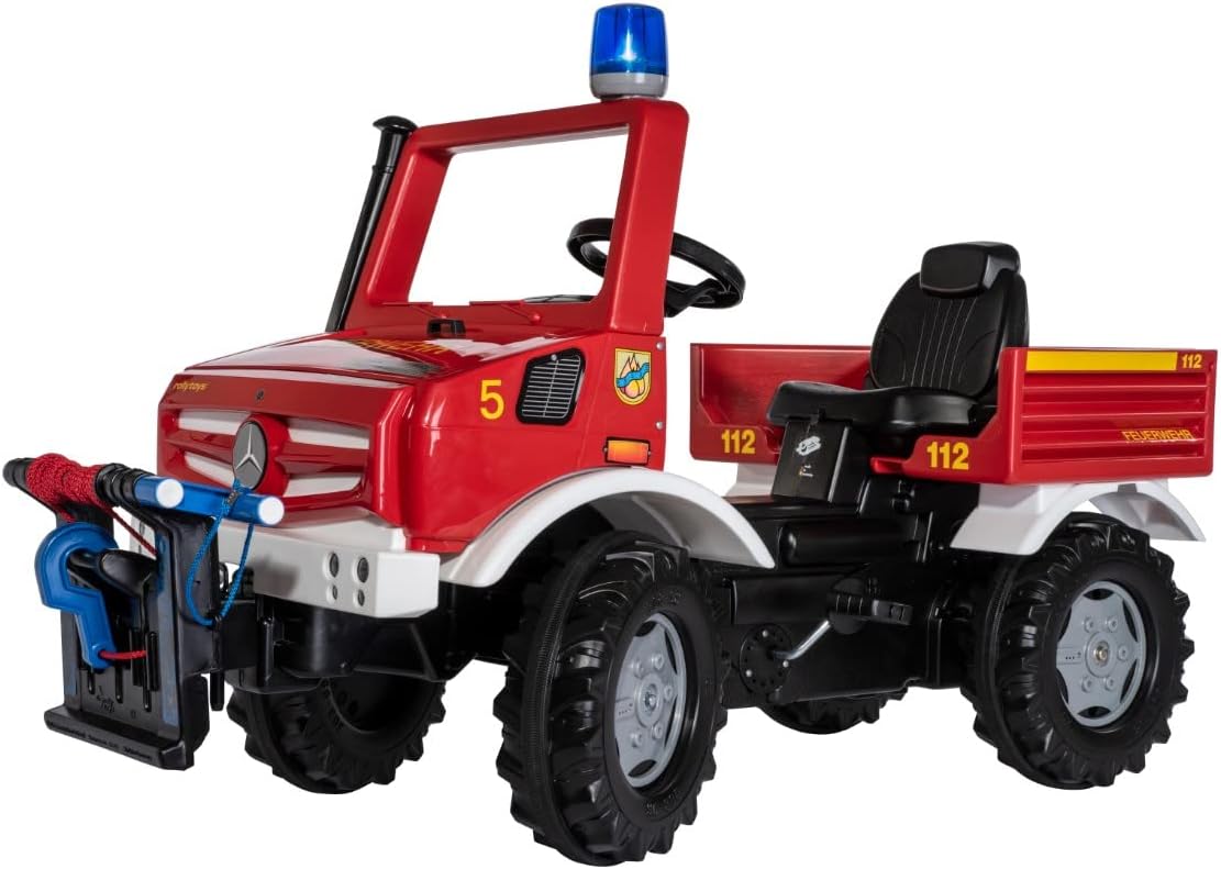 Rolly Toys rollyUnimog camión bomberos vehiculo a pedales infantil con cabrestante rollyPowerwinch plastico rojo montaje requerido 118x81x54 cm