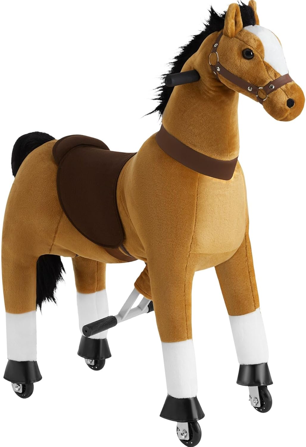 Caballito juguete realista 89 x 34 x 100 cm - acero felpa goma PVC algodón - correpasillos interior exterior