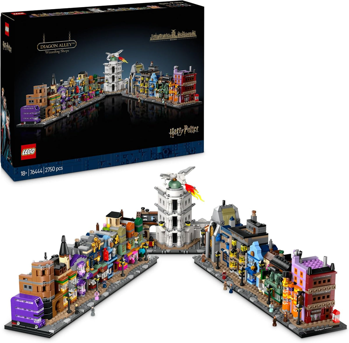 LEGO Harry Potter Callejon Diagon tiendas magicas maqueta adulto 2750 piezas 12 microfiguras Autobus Noctambulo decoracion coleccion 76444