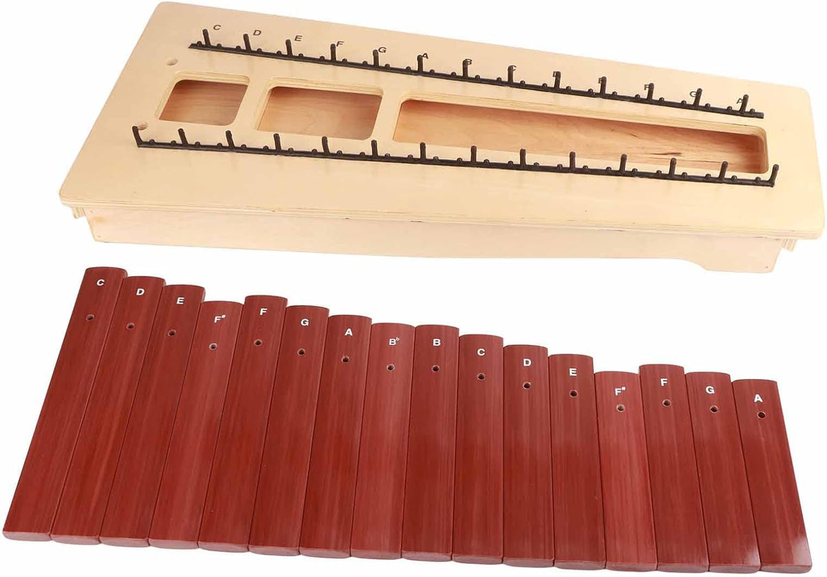 VGEBY Xilófono Infantil 13 Tonos Instrumento Musical de Madera de Pino Caja Orff Aprendizaje Musical Educativo