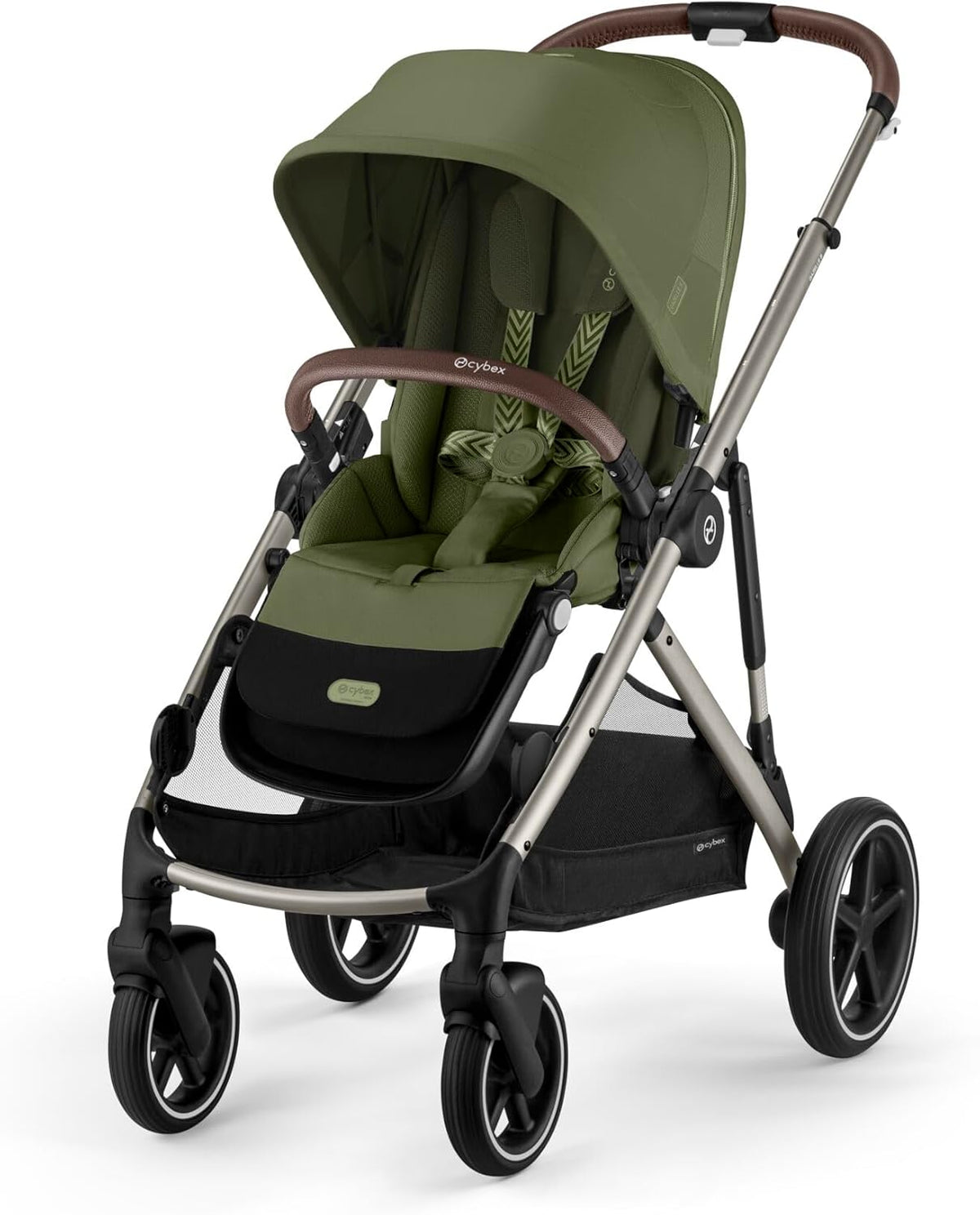 Cochecito modular para bebé - Aluminio y poliuretano color verde musgo - Sistema todo en 1 con 20 configuraciones - Desde nacimiento hasta 22 kg por plaza