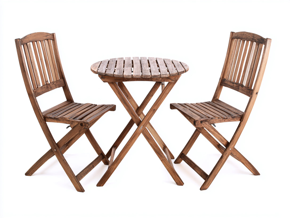 Conjunto de muebles de jardín de madera 60x60x74 cm - marrón natural - diseño plegable para exterior