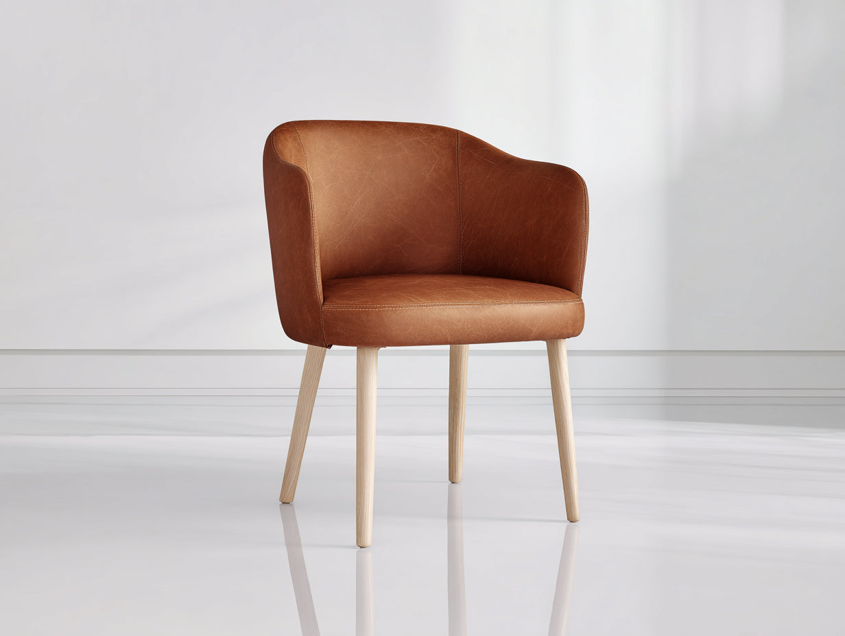 Sillas de comedor tapizada 56x55x80 cm marrón y madera natural - diseño moderno envolvente