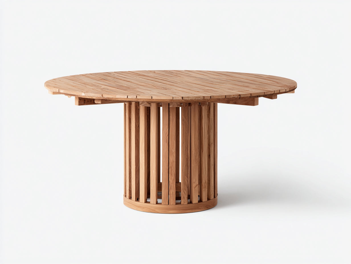 Mesas de jardín 150x150x75 cm - madera marrón natural para exterior - estilo moderno redondo