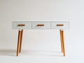 Mesa de oficina con 3 cajones MDF y madera 100x40x78 cm - Blanco-Natural - Diseño nórdico