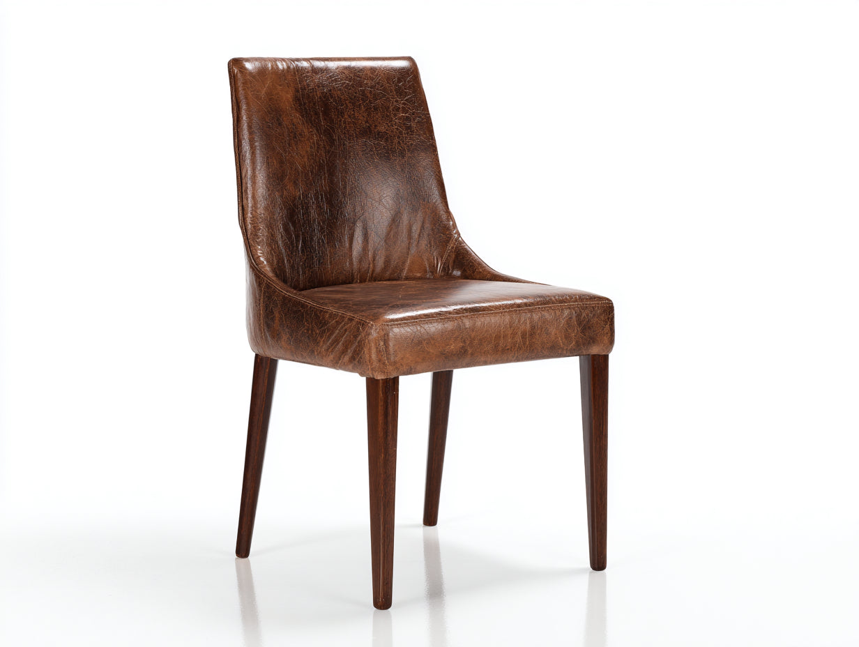 Sillas de comedor de piel y madera 47x54x88 cm - marrón oscuro y madera oscura - diseño clásico
