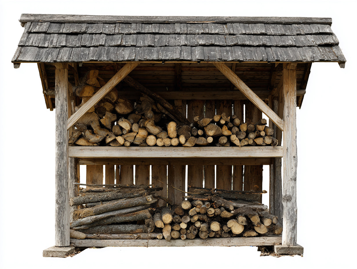 Leñero de jardín madera 180x65x165 cm marrón y gris - diseño rústico con cubierta